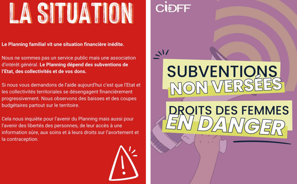 explications sur les situations du Planning Familial et des CIDFF