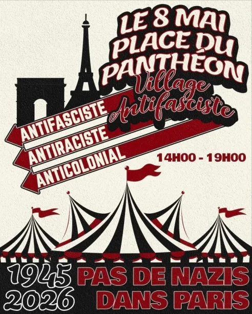 affiche d'appel pour le village antifasciste