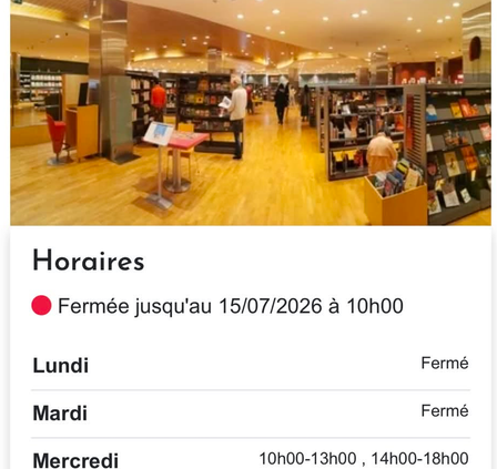 horaires d'ouverture de la médiathèque